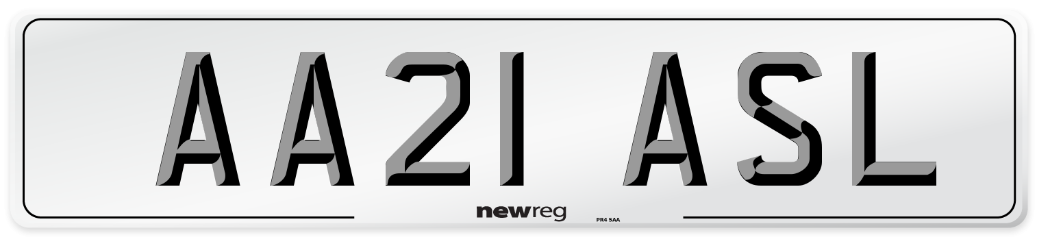 AA21 ASL Number Plate from New Reg